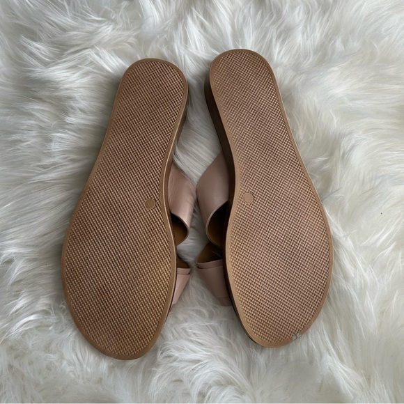 Sandal Leather Slides Neutral Blush Pale Pink Tortoise Shell Made in Italy W 9.5 - Picture 5 of 8